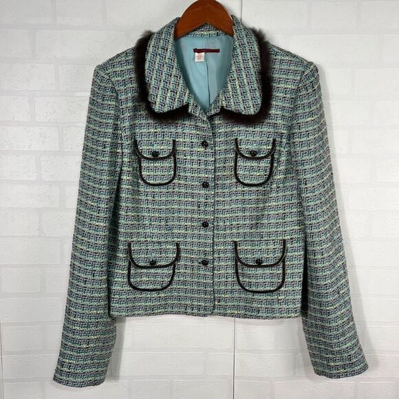Tapemeasure Womens Tweed Blazer Size M Pit to Pit 19 inches y2k - Picture 1 of 12